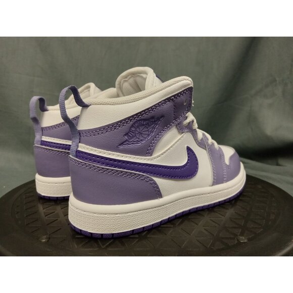 Jordan 1 Mid (PS) Leather Girls Purple White Size 1Y BRAND NEW IN BOX! - Picture 8 of 11